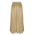 thumbnail image 5 of Satin Skirts for Women Solid Color Maxi Skirt With High Waist Elegant Drawstring Casual Womens A Line Long Skirt Khaki XXL, 5 of 5