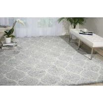 Nourison Galway Modern Trellis Shag Light Grey 5' x 7' Area Rug, (5' x 7')