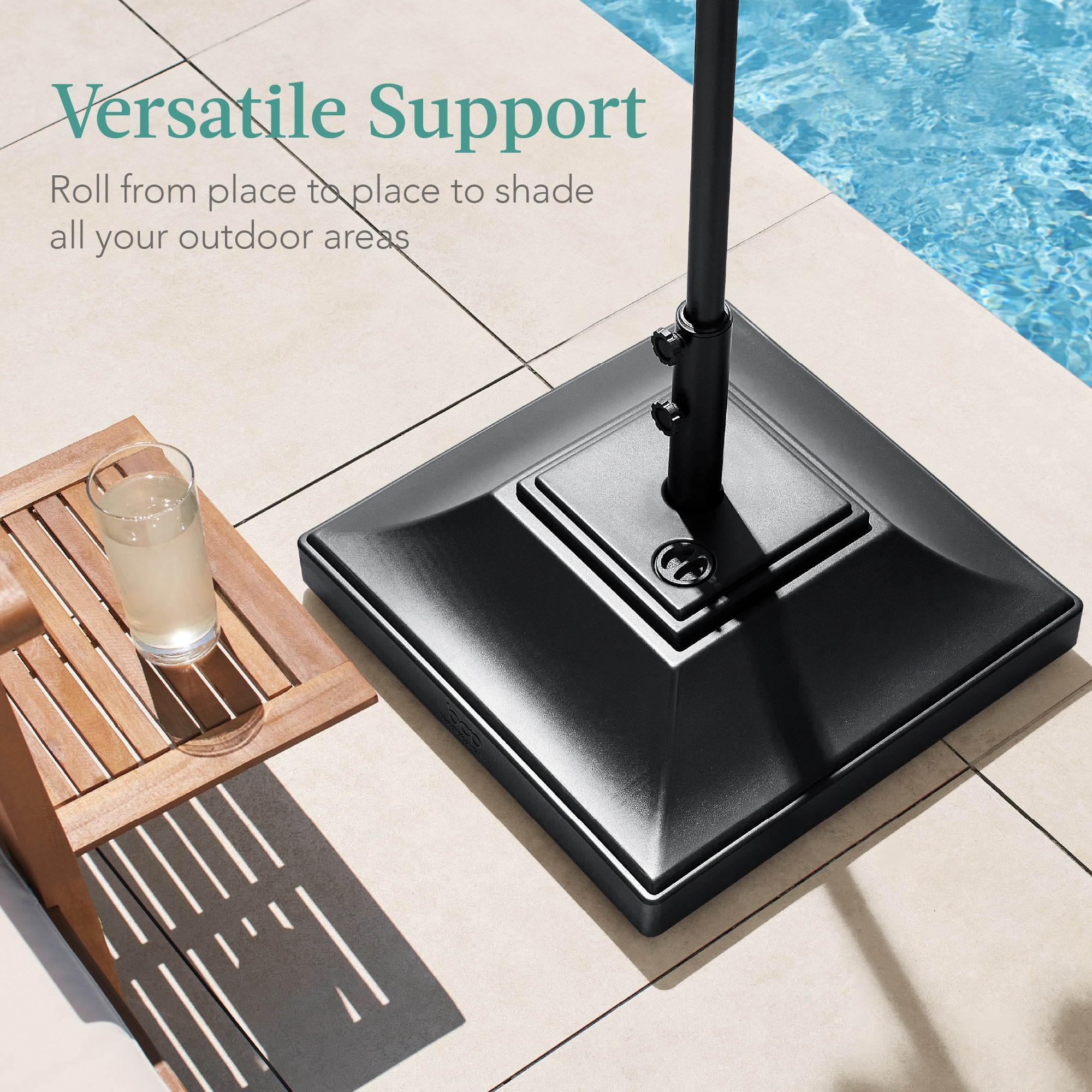Best Choice Products Mobile Umbrella Base, Fillable Heavy-Duty Market Stand w/4 Wheels, 2 Locks, 120lb Capacity - Black