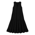 thumbnail image 4 of ClodeEU Women's Sleeveless V Neck Tiered Ruffle Maxi Dress with Pockets,Casual Loose Flowy Swing Dress Black,Women's Plus S, 4 of 6