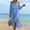 Blue, variant on Midi Womens Plus Size Dresses Cotton Linen Beach Short Sleeve White A Line Dress with Slit Off The Shoulder Loose Fit Dresses