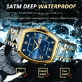 thumbnail image 6 of POEDAGAR Luxury Stainless Steel Quartz Blue Men Watch Luminous Waterproof Date Tonneau Case Watch, 6 of 8
