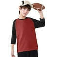 thumbnail image 4 of Generic Boys Girls 3/4 Sleeve Shirts Stylish Color Block Round Neck Tops Basic Tees Fall Cotton Casual Tshirts for 3-14 Years, 4 of 5