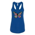 thumbnail image 2 of Wild Bobby, Colorful Butterfly Oh Butterfly On Whispering Wings Animal Lover Ladies Racerback Tank Top, Royal, Small, 2 of 3