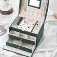 thumbnail image 7 of Staron under $5! 3-Layer Jewelry Box with Lock Mirror, Leather Jewelry Organizer Storage Case, Display Box for Earrings Bracelets Rings Watches, 7 of 7