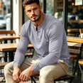 thumbnail image 5 of CONFREE Mens Long Sleeve Henley Shirts V Neck Solid Lightweight Tees, 5 of 9