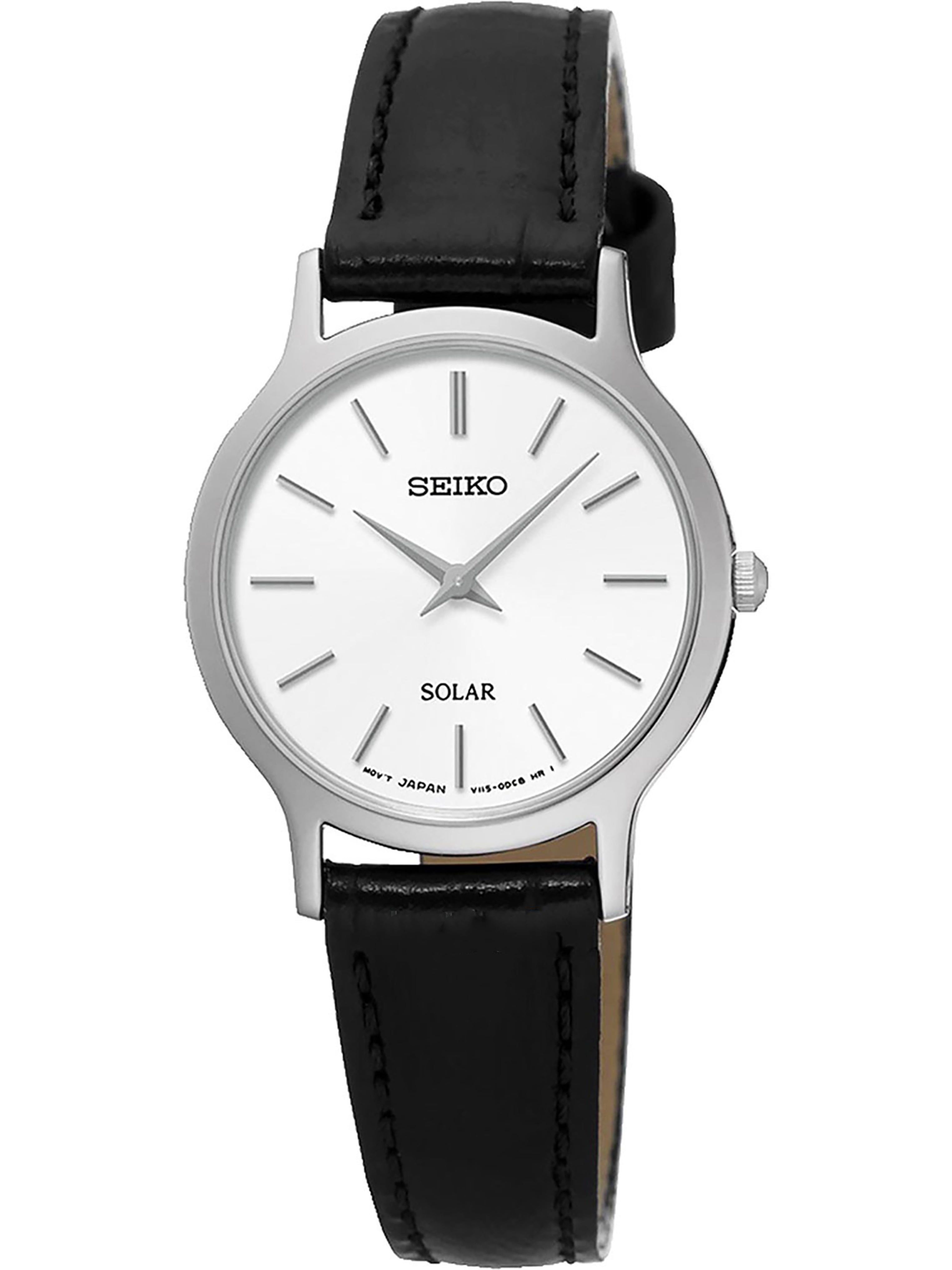 Seiko Women's SUP299P1,Solar Quartz,Silver tone Stainless steel  Case,Leather Strap,30m WR,SUP299 - Walmart.com