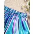thumbnail image 4 of YONGHS Kids Girls Metallic Skirt Shiny Flared Pleated Skater Miniskirts Dancewear Blue 11-12, 4 of 7