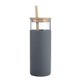 thumbnail image 1 of Taza de vidrio BLESIY con tapa de bambú alto borosilicato gris, 1 of 7