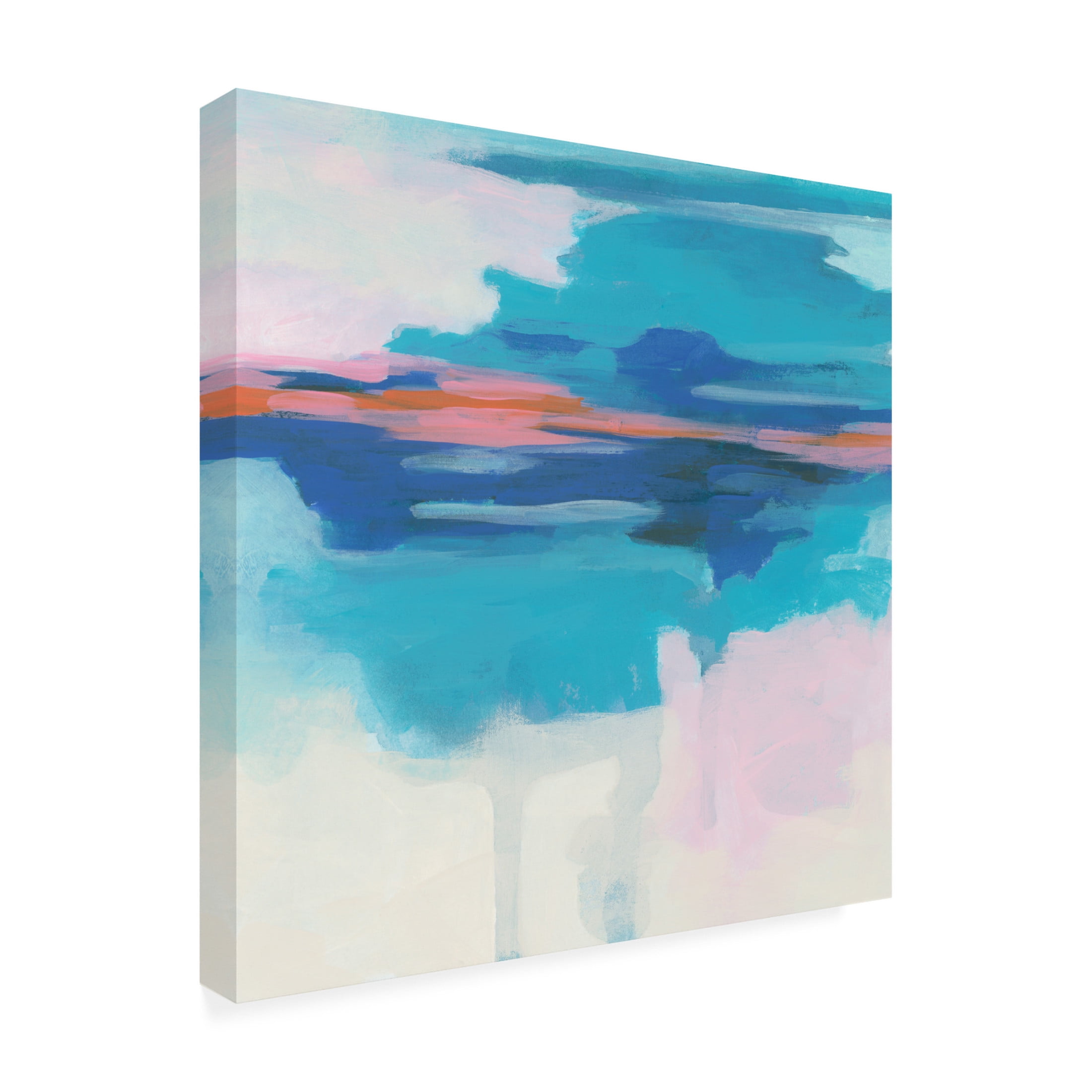 Canvas Wall Art - June Erica Vess 'Cyan Sunset I' Wall Art for Living Room, Bedroom, or Office Décor by Trademark Fine Art - 18 x 18 Inches