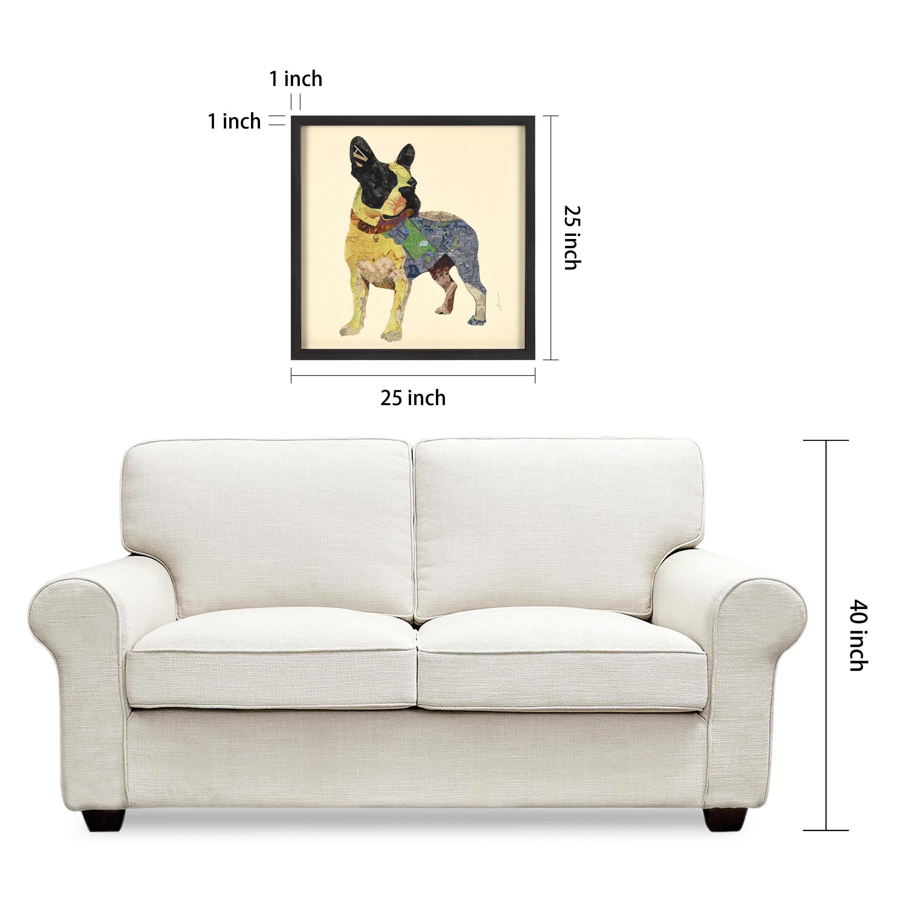 Empire Art Direct Boston Terrier Dimensional Collage Framed Graphic Art Under Glass Wall Art, 25" x 25" x 1.4", Ready to Hang