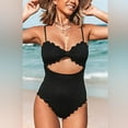 thumbnail image 5 of Women's One Piece Swimsuit - Sexy Black Cutout Scallop Trim Bathing Suit, 5 of 5