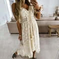 thumbnail image 3 of Frostluinai Womens Boho Dresses Lace V-Neck Sleeveless White Wedding Guest Bridesmaid Dresses Hollow Out Beach Swing Maxi Dress Casual Summer Sundresses, 3 of 9