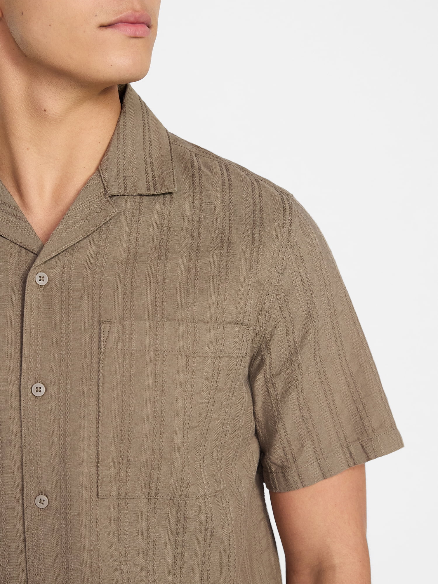 No Boundaries Poolside Dobby Shirt with Short Sleeves, Men's XS-4XLT