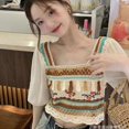 thumbnail image 4 of Vintage Embroidery Flower Hollow Out Top for Women Short Sleeve Blouses Square Neck T, 4 of 4