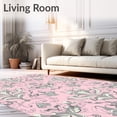 thumbnail image 2 of ODIKA 2'x3' Machine Washable Non-Slip Area Rug, Classic Floral Damask Motif Enhanced by Subtle Pastel Filigree Detailing High Traffic Rug with Pad, Pink, 542117, 2 of 8