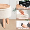 thumbnail image 3 of Small Ottoman with Storage, Small Foot Stool Ottoman with Wood Legs, Sherpa Foot Rest for Couch, Living Room and Bedroom - White, 3 of 7