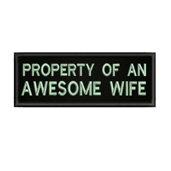 Property of an Awesome Wife 4" W x 1.5" T Iron/Sew On Patch Biker Emblem