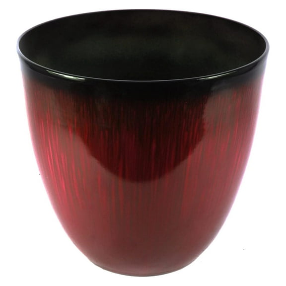 (EPR18-105 Large Egg Shaped Planter - Modern Indoor & Outdoor Decorative Flower Pot/Box (18 Inch, Red Flower)