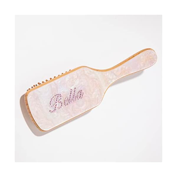 wonima11 Custom Rhinestone Name Hair Brush Personalized gifts Natural Wooden Bamboo Brush (Wet/Curly/Thick/Dry & Damaged Hair) - Women & Men Hair Styling Tool Jewelry Gifts