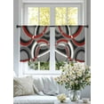 thumbnail image 5 of Grey Geometric Semi Sheer Curtains 45 Inch Length 2 Panels Set, Modern Abstract Black White Red Striped Sheer Kitchen Curtain Privacy Voile Window Curtain for Living Room Bedroom Rod Pocket Drapes, 5 of 7