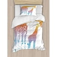 thumbnail image 3 of Ambesonne Giraffe Mom and Kid Giraffe in Rainbow Colors Duvet Cover Set, 3 of 3