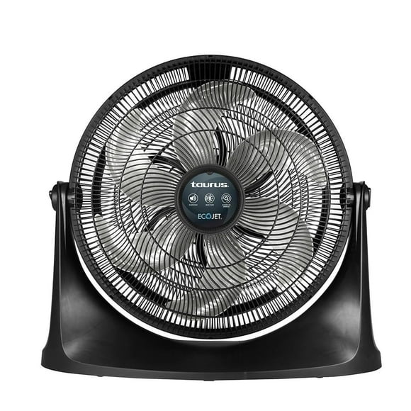 Ventilador de piso Taurus de 20" con tecnología Ecojet negro con plateado Tropic