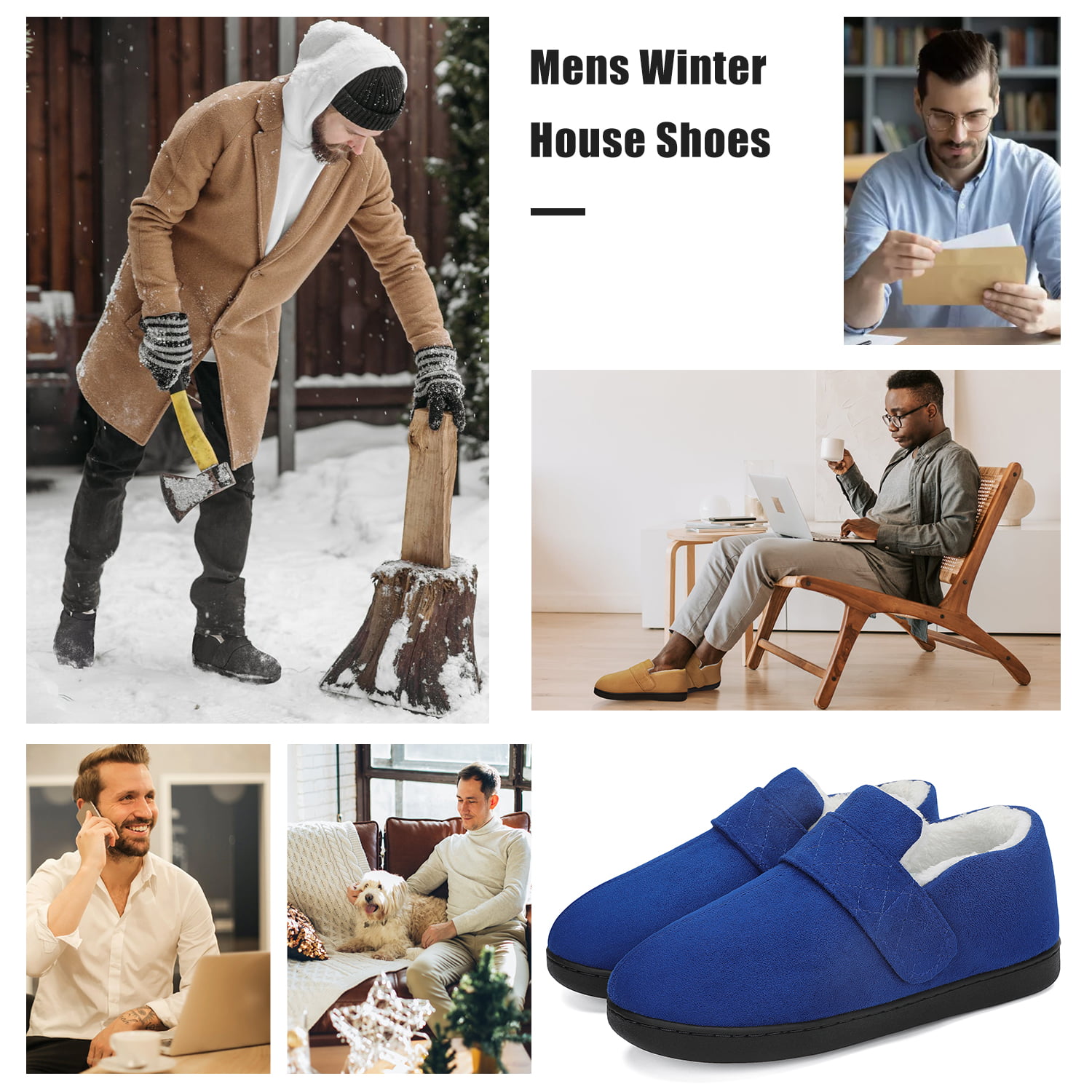Mishansha Comfort House Shoes for Men Canvas Slip on Shoes Men's Slippers  Lightweight Mules