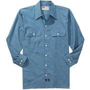 1145573 Long Sleeve Chambray Work Shirt-Blue-Xt