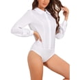 thumbnail image 4 of BLUSA DE MUJER INSPIRE CHIC, Botón Frontal, Cuello Peter Pan, Manga Larga, Bodysuit de Negocios, Tops S Blanca, 4 of 5