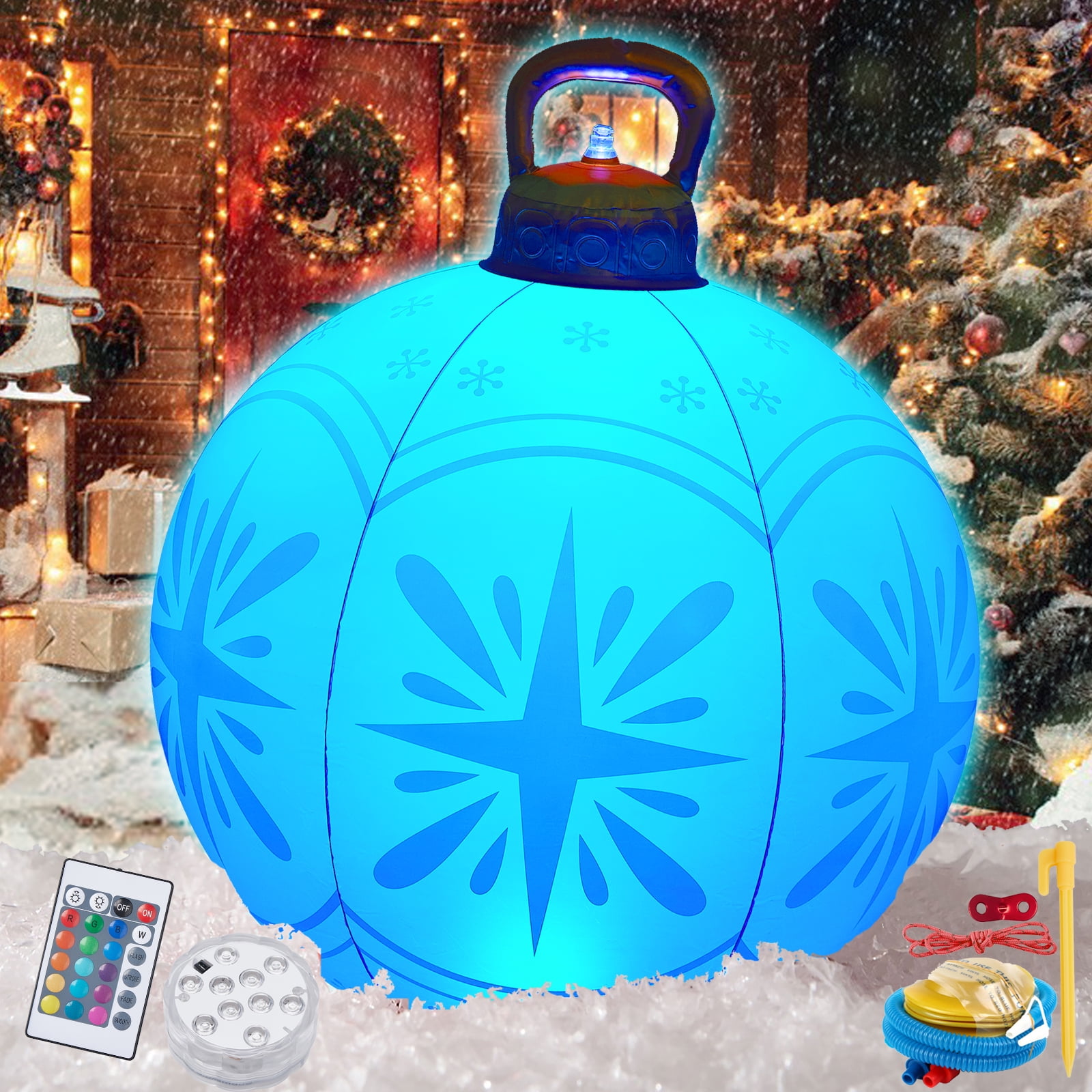 Outdoor Christmas Inflatable Decorated Ball Giant 23.6 Inch Blow Up