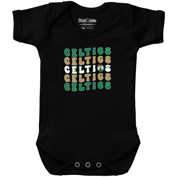 Newborn & Infant Chad & Jake  Black Boston Celtics Groovy Bodysuit