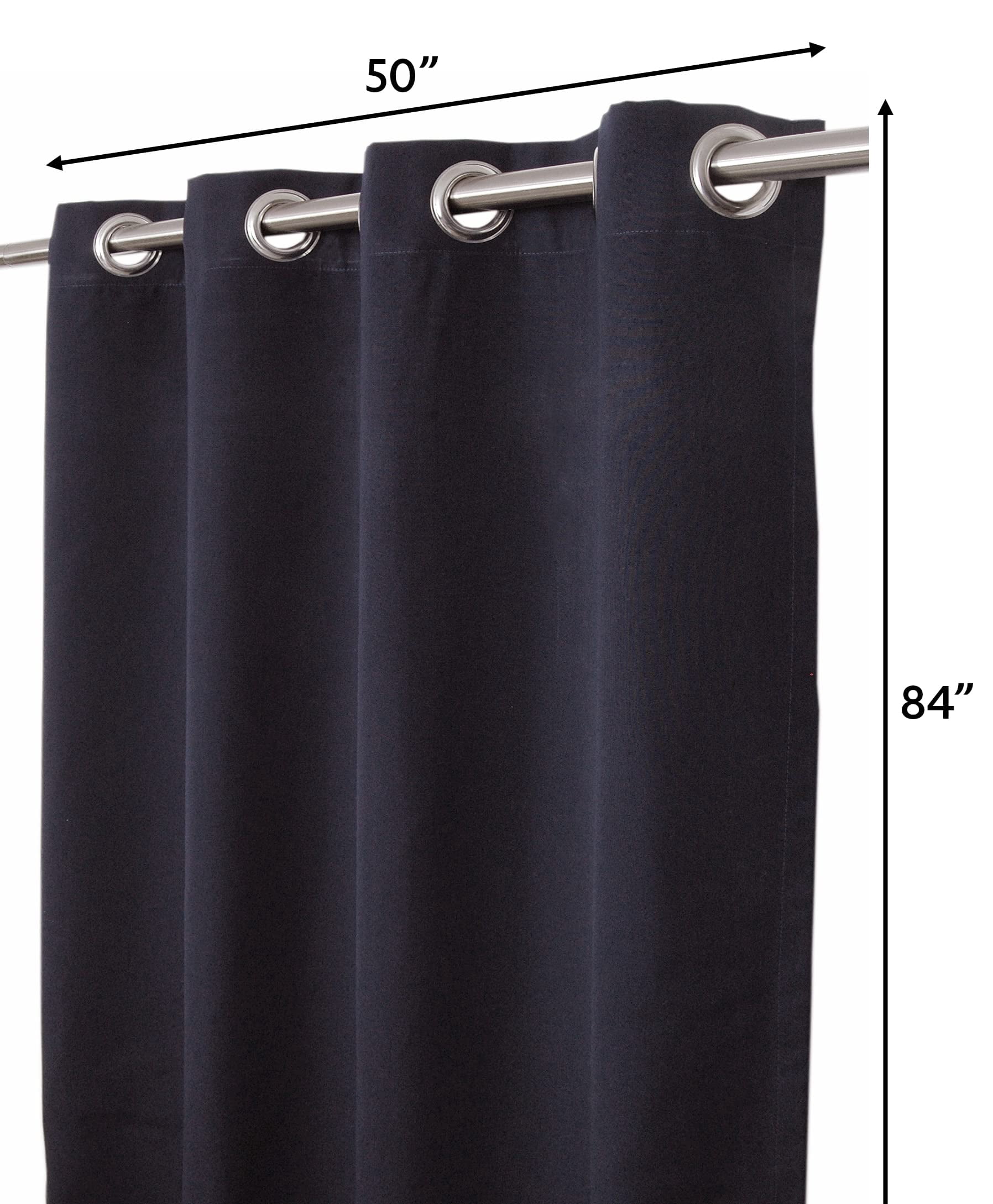 Sunbrella Canvas Navy Indoor/Outdoor Curtain Panel by Sweet Summer Living, 50" x 84" with Stainless Steel Grommets