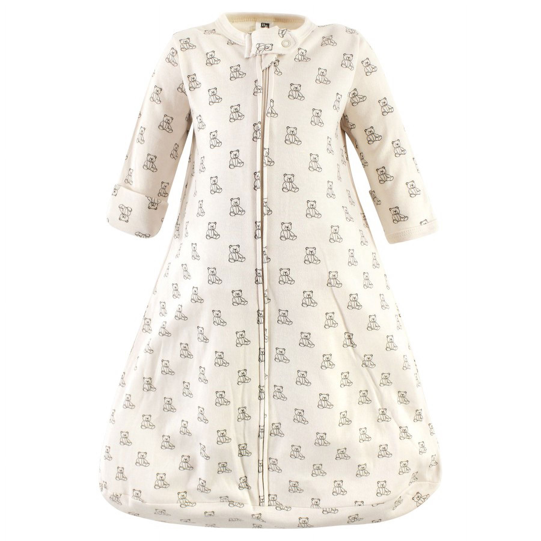 Hudson Baby Cotton Long-Sleeve Wearable Sleeping Bag, Sack, Blanket, Teddy Bear Long Sleeve, 3-9 Months
