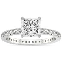 4 Carat IGI Certified Princess Shape Lab Grown Diamond Engagement Ring | 14K White Gold | Claire Full Eternity Diamond Ring | FG-VS1-VS2 Quality Friendly Diamonds