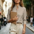 thumbnail image 5 of Warop Women's Solid V Neck 3/4 Sleeve Blouse Pullover Shirt Casual Office Work Top Lightweight for Daily Commute, 5 of 7