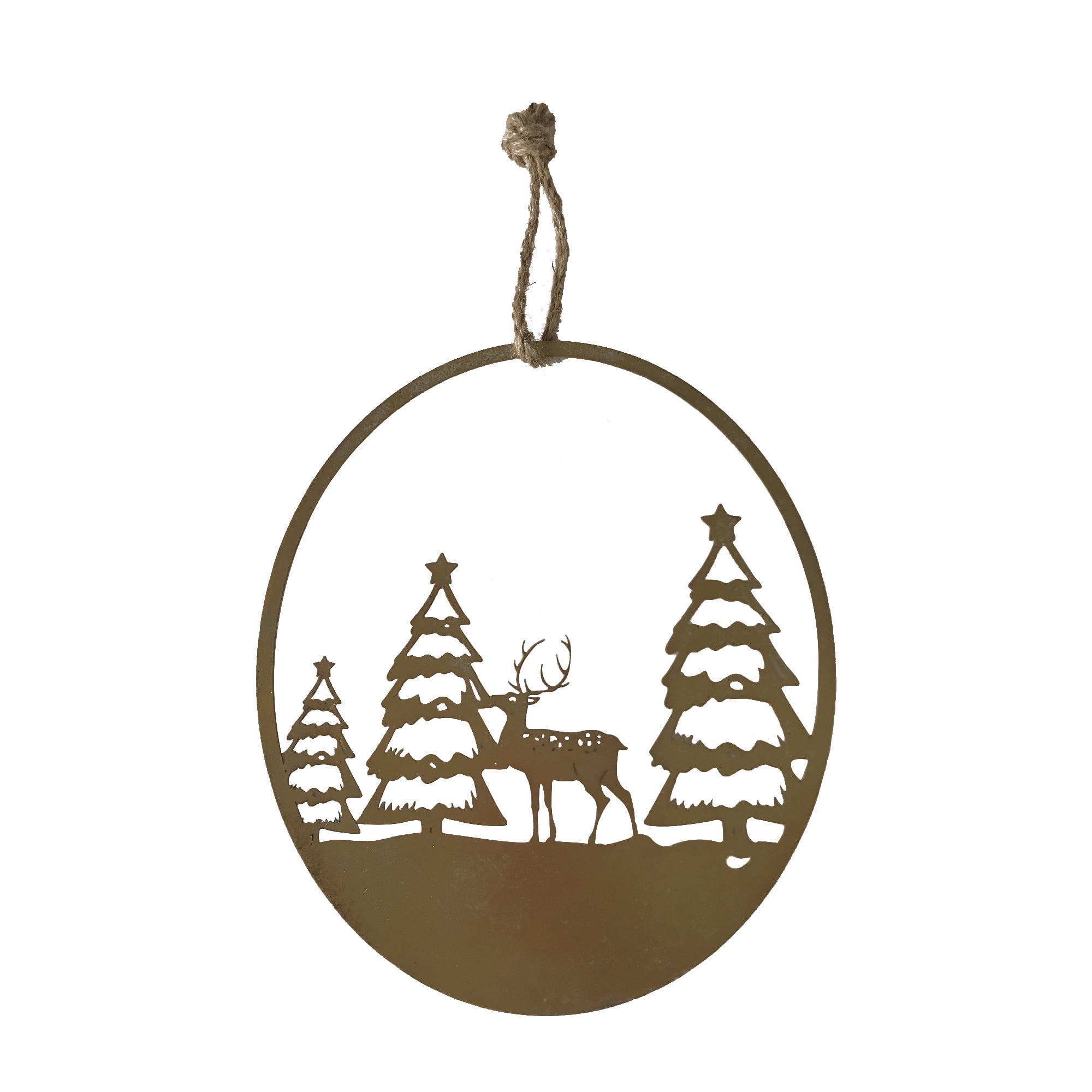 Gold Metal Cut Out Hanger (Reindeer And Tree)