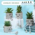 thumbnail image 5 of Cute expression simulation green plant bonsai artificial potted simulation flower indoor balcony desktop decoration - type:style2;, 5 of 5