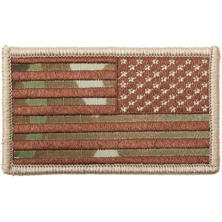 Multicam Camouflage - Reversed US Flag Patch with Hook Back USA Made