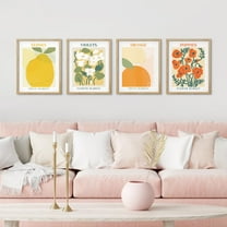 PixonSign Framed Wall Art Sydney, Orange, Flower, Poppies Posters, Set of 4 Multicolor Fruit, Flower Market Canvas Prints, Preppy Room Lovely Wall Décor for Home Decor - 8"x10" Natural