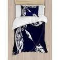 thumbnail image 3 of Zodiac Decor Queen Size Duvet Cover Set, Astrology Sign Sagittarius with Flower Images Planetary Impacts on Nature, Decorative 3 Piece Bedding Set with 2 Pillow Shams, Blue Silver, by Ambesonne, 3 of 3