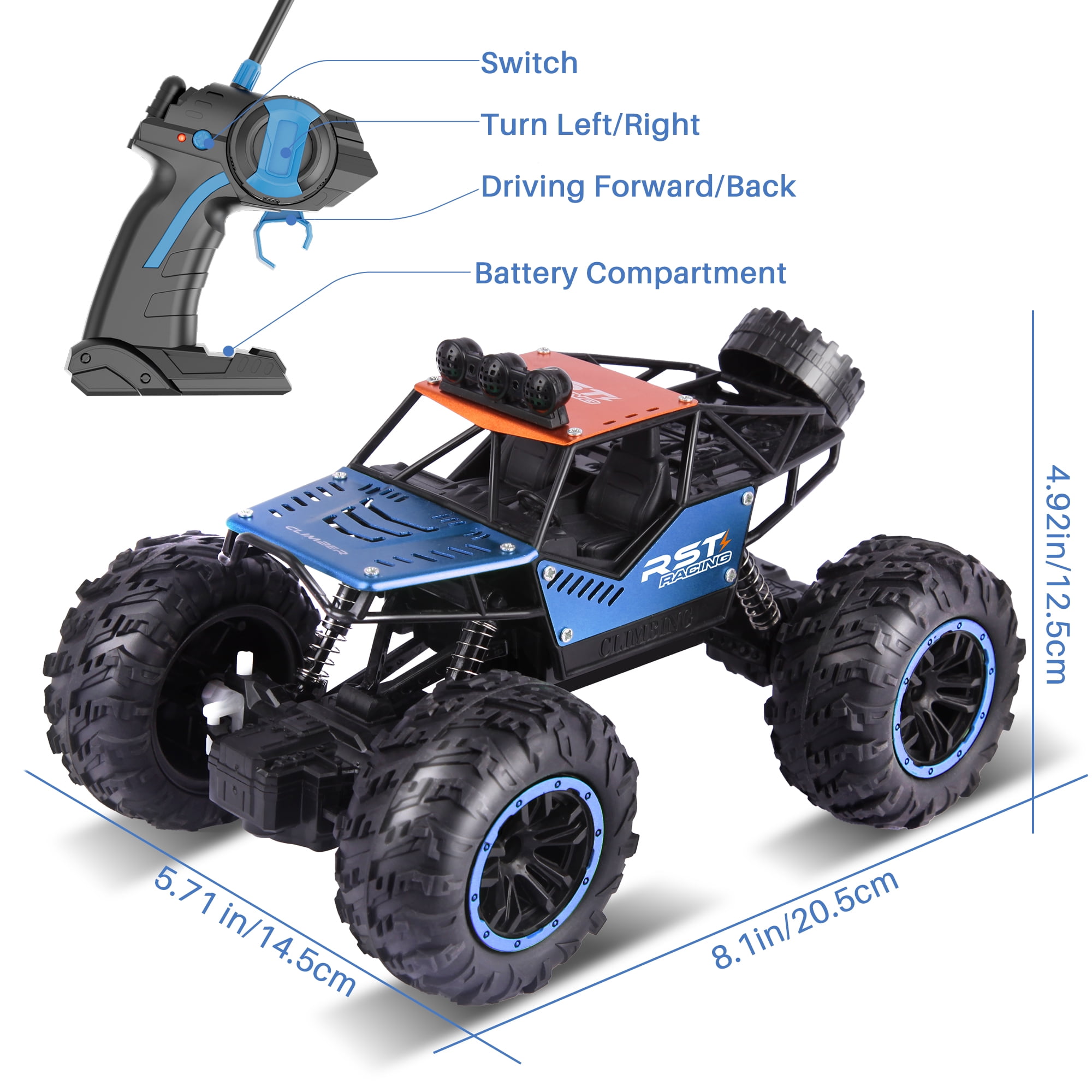 UUGEE Remote Control Cars Toys for Boys, RC Car 2.4GHz 1:18 High Speed Monster Truck, Vehicle Outdoor Toys Christmas Birthday Gifts for Kids