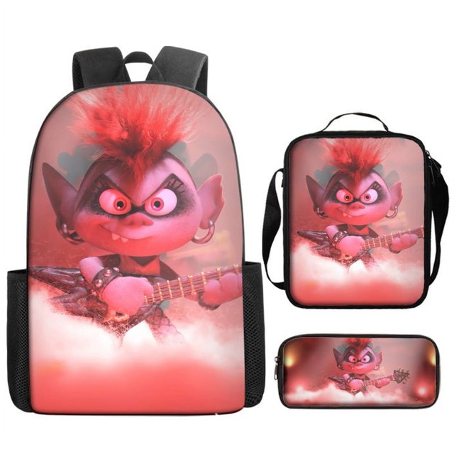 Magic Elf Backpack Teenage Student Schoolbag Large Capacity Cartoon Backpack Three-piece Set-fanceye