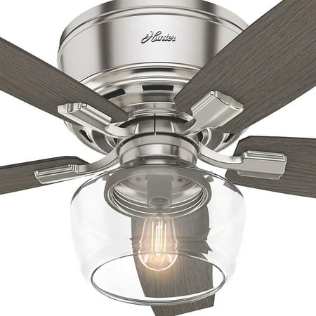 Hunter Bennett 52" Indoor Low Profile Ceiling Fan w/ LED Light, Brushed Nickel