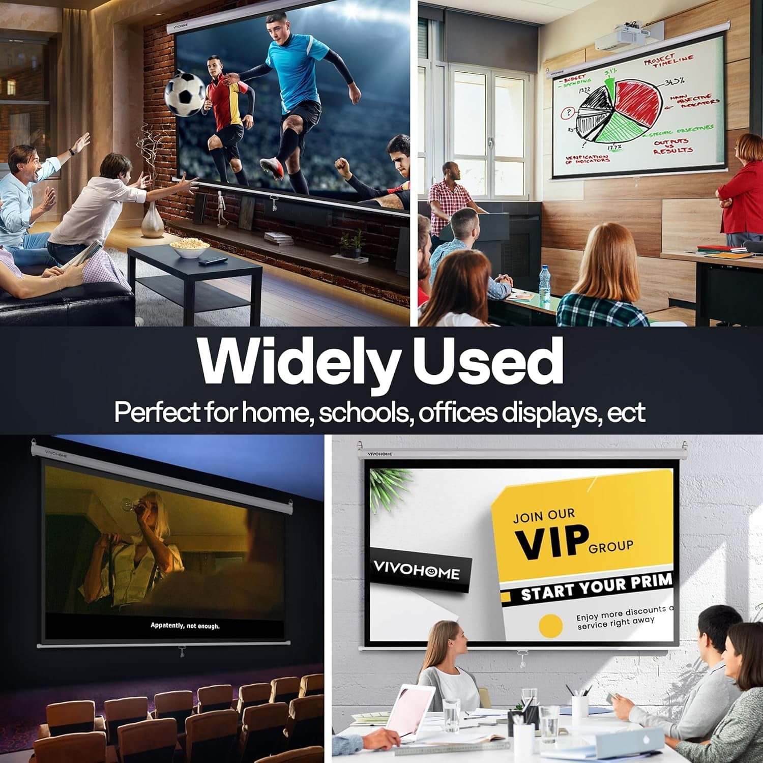 SPECSTAR 100 Inch Manual Pull Down Projector Screen, 16:9 HD Retractable Projector Screens for Movie Home Theater Cinema Office Video Game