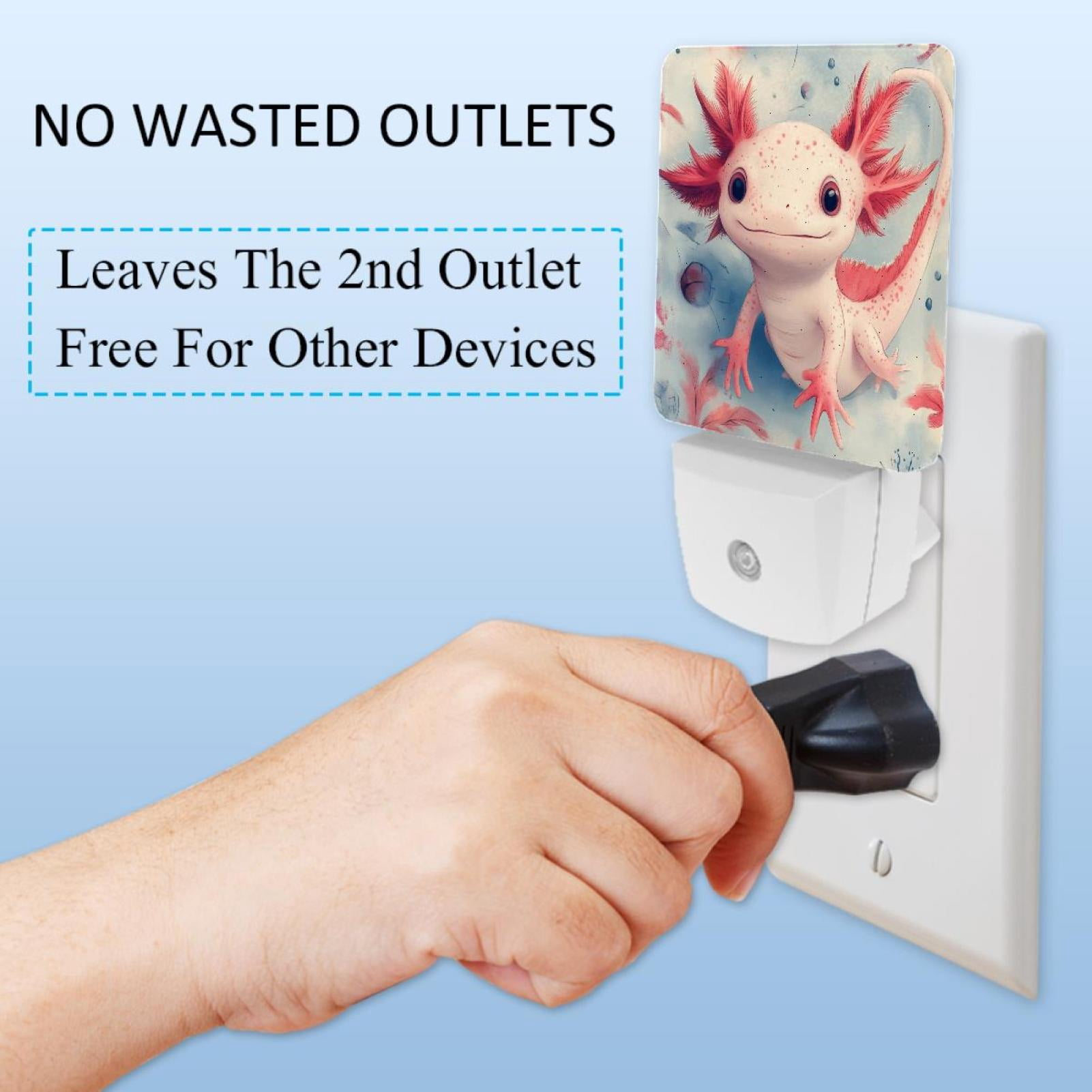 PhooArto Cute Cartoon Axolotl Pattern Plug in LED Night Light Auto Sensor Dusk to Dawn Decorative Night for Bedroom, Bathroom, Kitchen, Hallway, Stairs, Baby's Room, Energy Saving