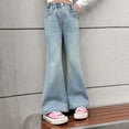 thumbnail image 2 of JLMSPLWG Girls Bootcut Jeans Kids Denim Pants with Pockets Gradient Flared Girls' Jean Daily Wear Elastic Waist Preppy Solid Color Casual Jeans Toddler Girl Clothes, 2 of 6