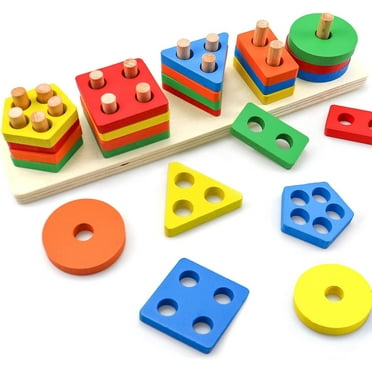 Montessori Learning Toys for 1 2 3 Year Boys Girls, Colorful Shape Sorting Toys for Toddlers 1-3 Gifts