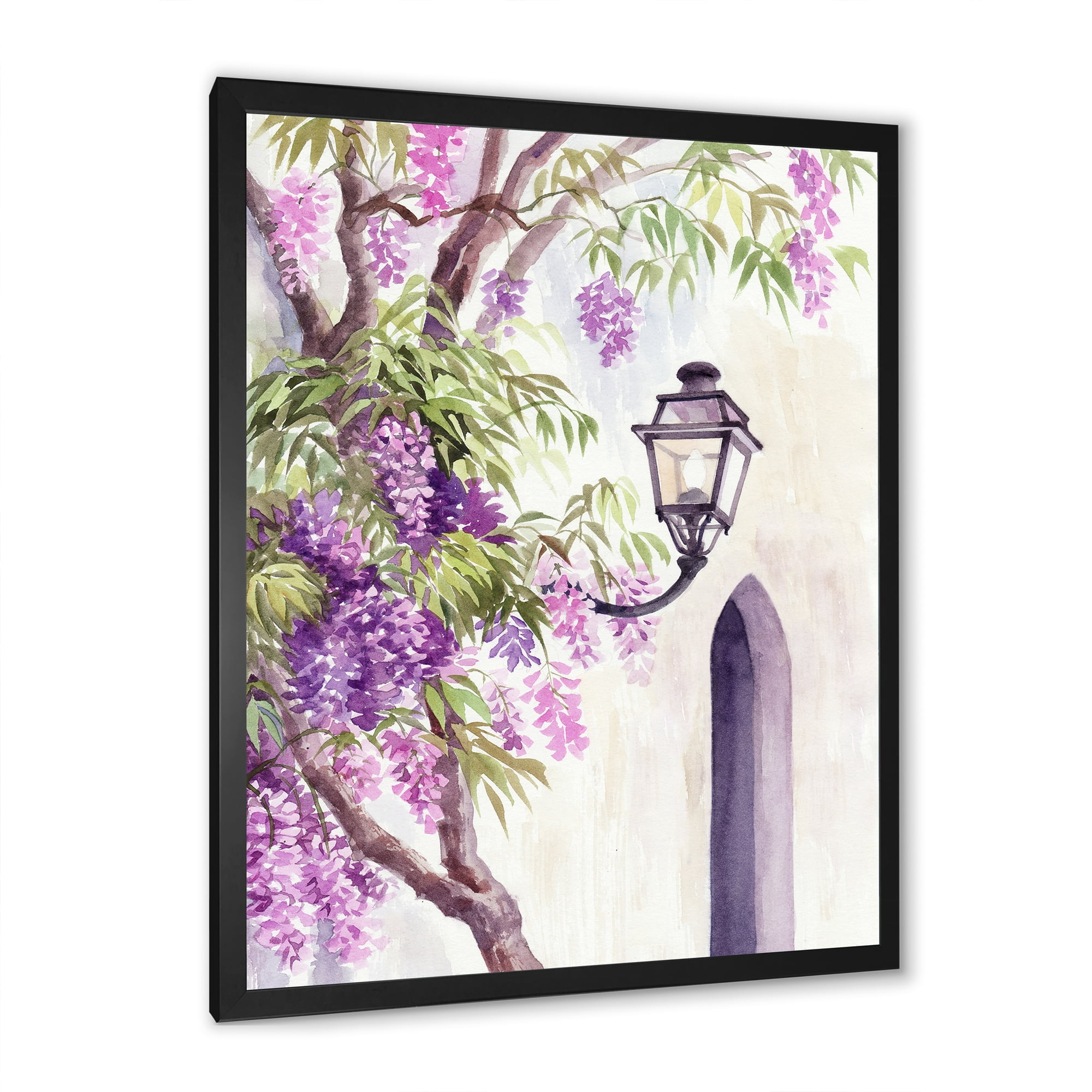Designart 'Lantern and Wisteria' Traditional Framed Art Print