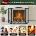 thumbnail image 5 of 3 Panel Fireplace Screen Modern Foldable with Wrought Metal Decorative Mesh, 5 of 5